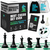 Best Chess Set Ever 3X Tournament Modern Chess Set with Weighted Staunton Pieces, 20x20 Double-Sided Silicone Board, Strategy Guide and Storage Bags