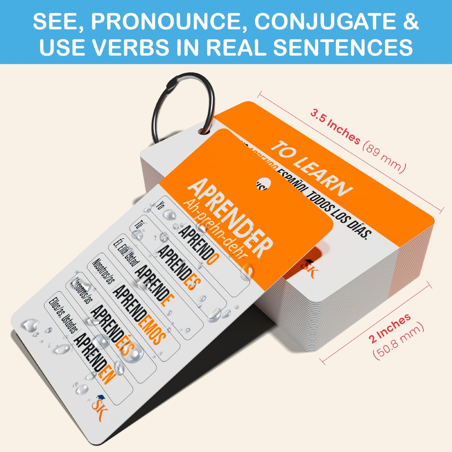 500+ Spanish Vocabulary Flash Cards for Adults & Kids Ages 15+ - Verb Conjugation, Nouns, Adjectives & Phrases to Learn Spanish for Adult Beginners
