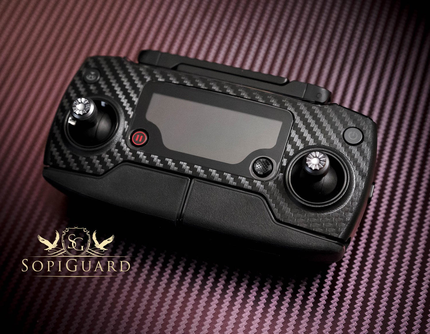 SopiGuard Black Carbon Fiber Precision Edge-to-Edge Coverage Vinyl Skin Controller Battery Wrap for DJI Mavic Pro