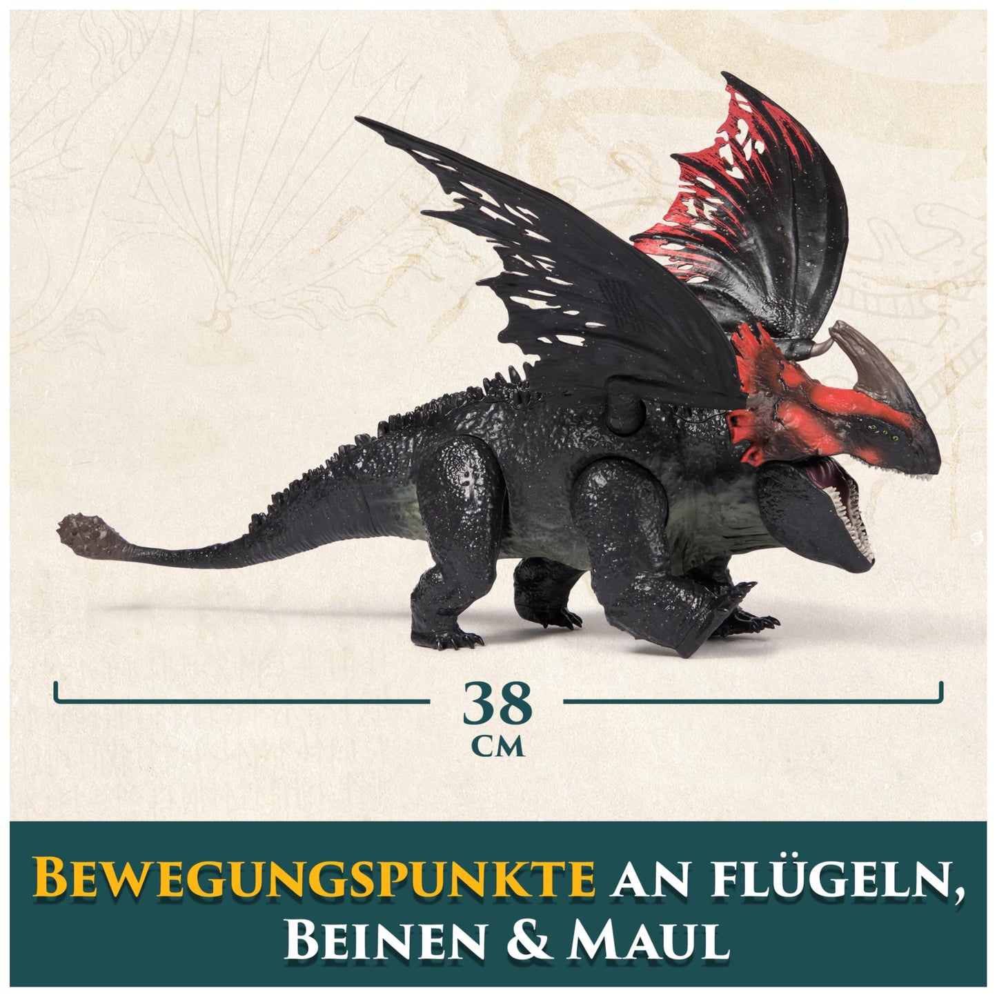DreamWorks Dragons, Dragon Trainer, Berk Universe: Red Death Fury Devouring Dragon, 28 cm Toothless Dragon Toy, 4+ Years