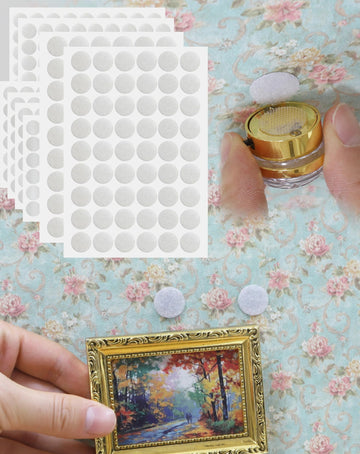 iLAND Hook and Loop Dots with Adhesive 432 pcs 0.59inch Diameter Sticky Circle Dots for Mini House Accessories and Furniture 1/6 1/12 Scale Miniature
