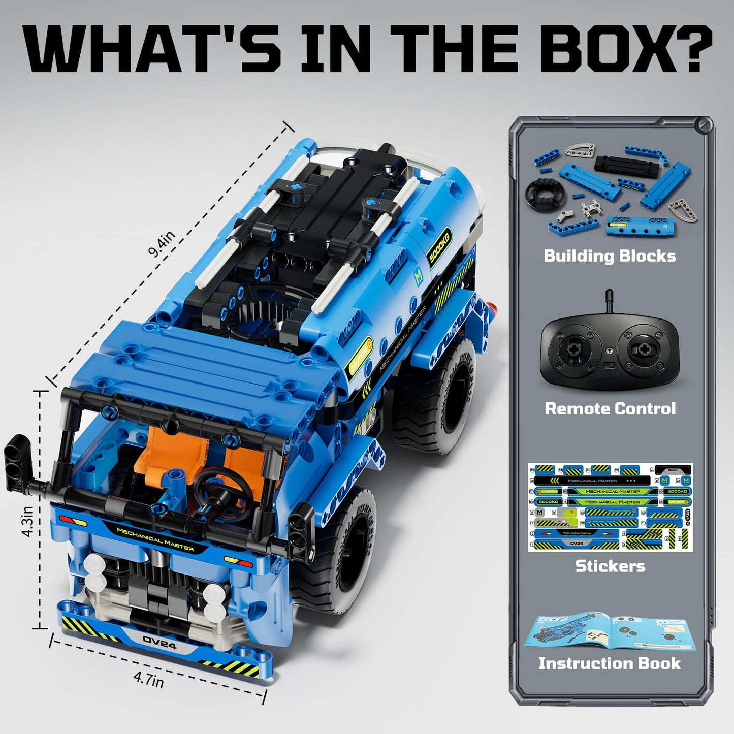 DOLIVE STEM RC Truck Building Toys, 2-in-1 Technic Vehicle Building Kits for Boys Age 8-12, Construction Erector Set Crane Truck Build Model for Boys
