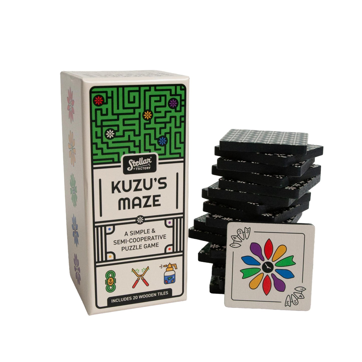 Stellar Factory: Kuzu's Maze Puzzle Game | Semi-Cooperative | 1+ Players, Ages 8+ | Play Anywhere | Wood Tiles