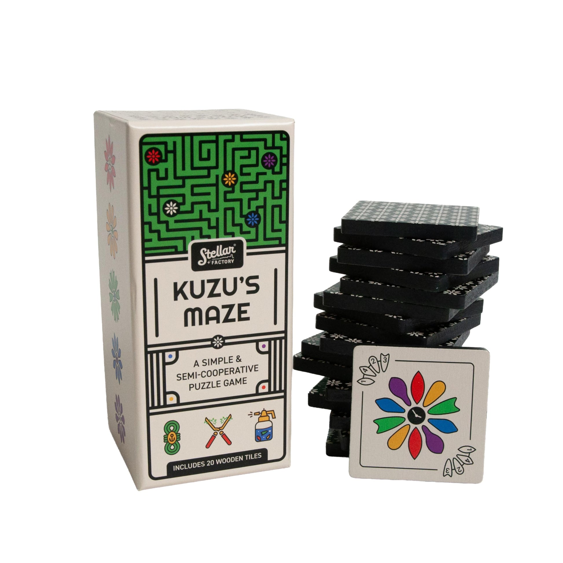 Stellar Factory: Kuzu's Maze Puzzle Game | Semi-Cooperative | 1+ Players, Ages 8+ | Play Anywhere | Wood Tiles