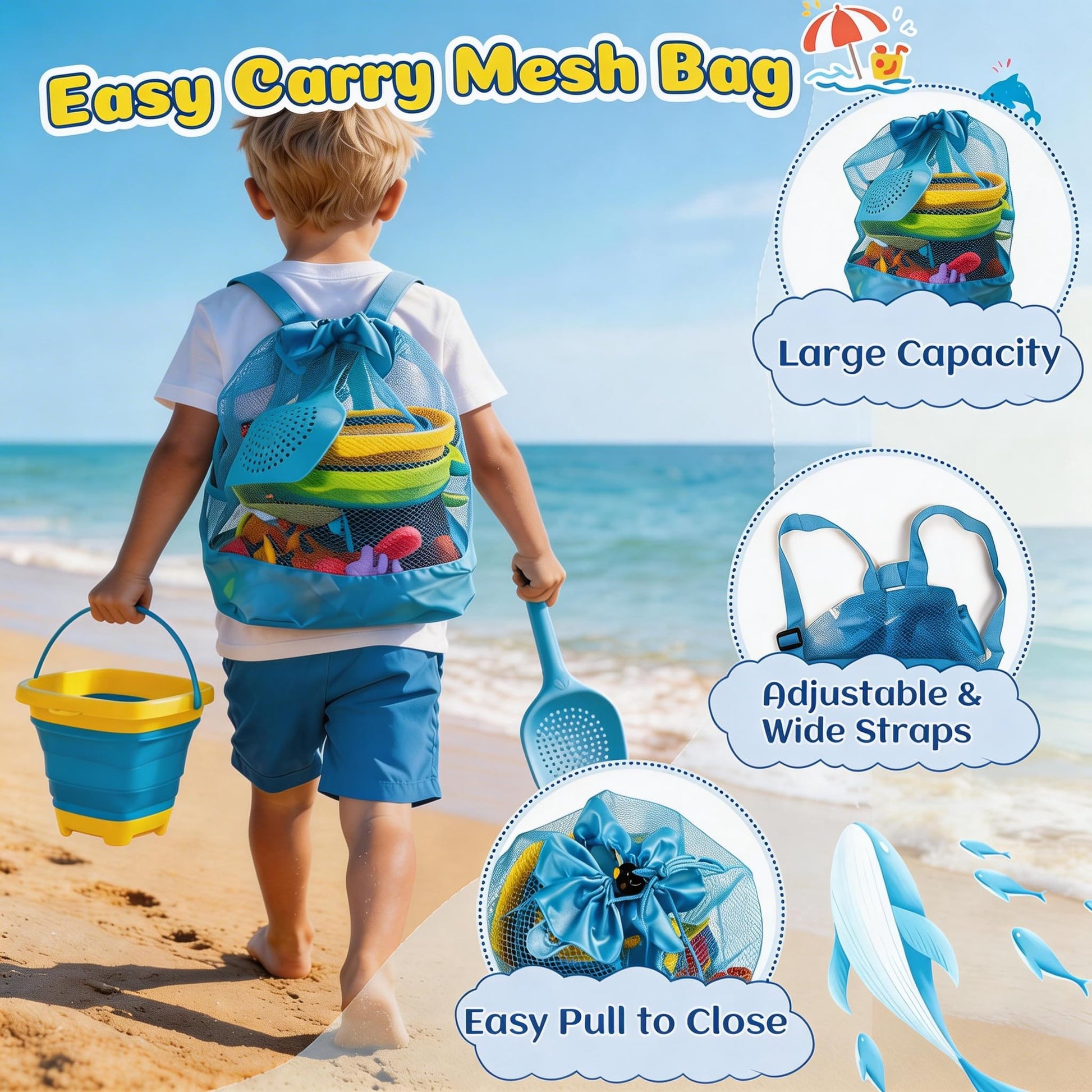UBeesize 37 PCS Beach Toys, 3-in-1 Construction & Treasure Hunt Sand Toys