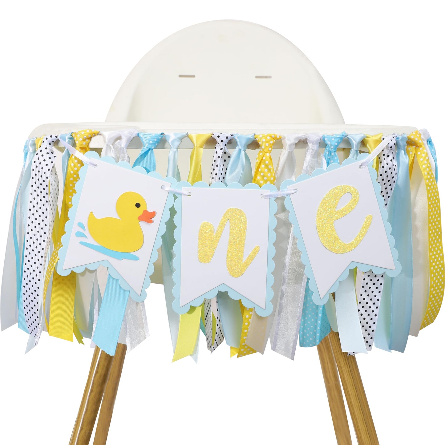 Rubber Ducky High Chair Banner - Rubber Duck Decoration, Boys Birthday Banner, Light Blue Summer Birthday Decor