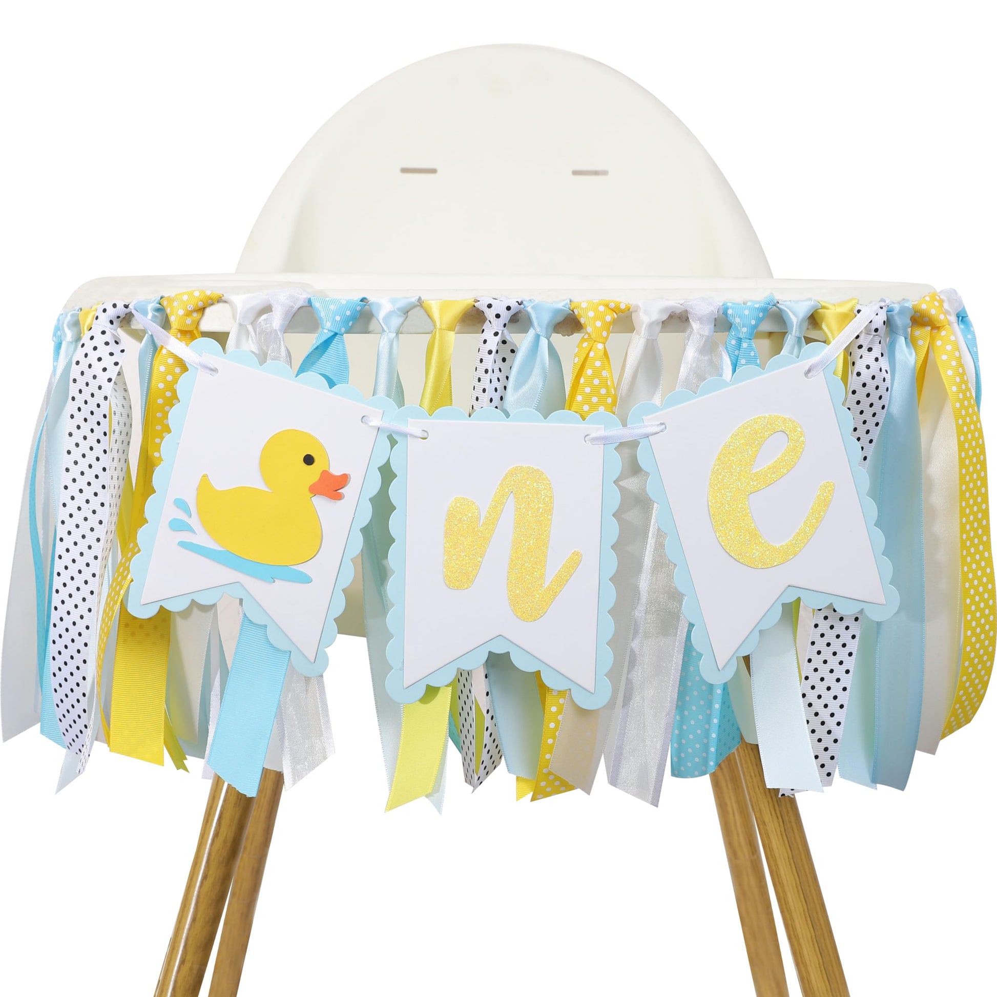 Rubber Ducky High Chair Banner - Rubber Duck Decoration, Boys Birthday Banner, Light Blue Summer Birthday Decor