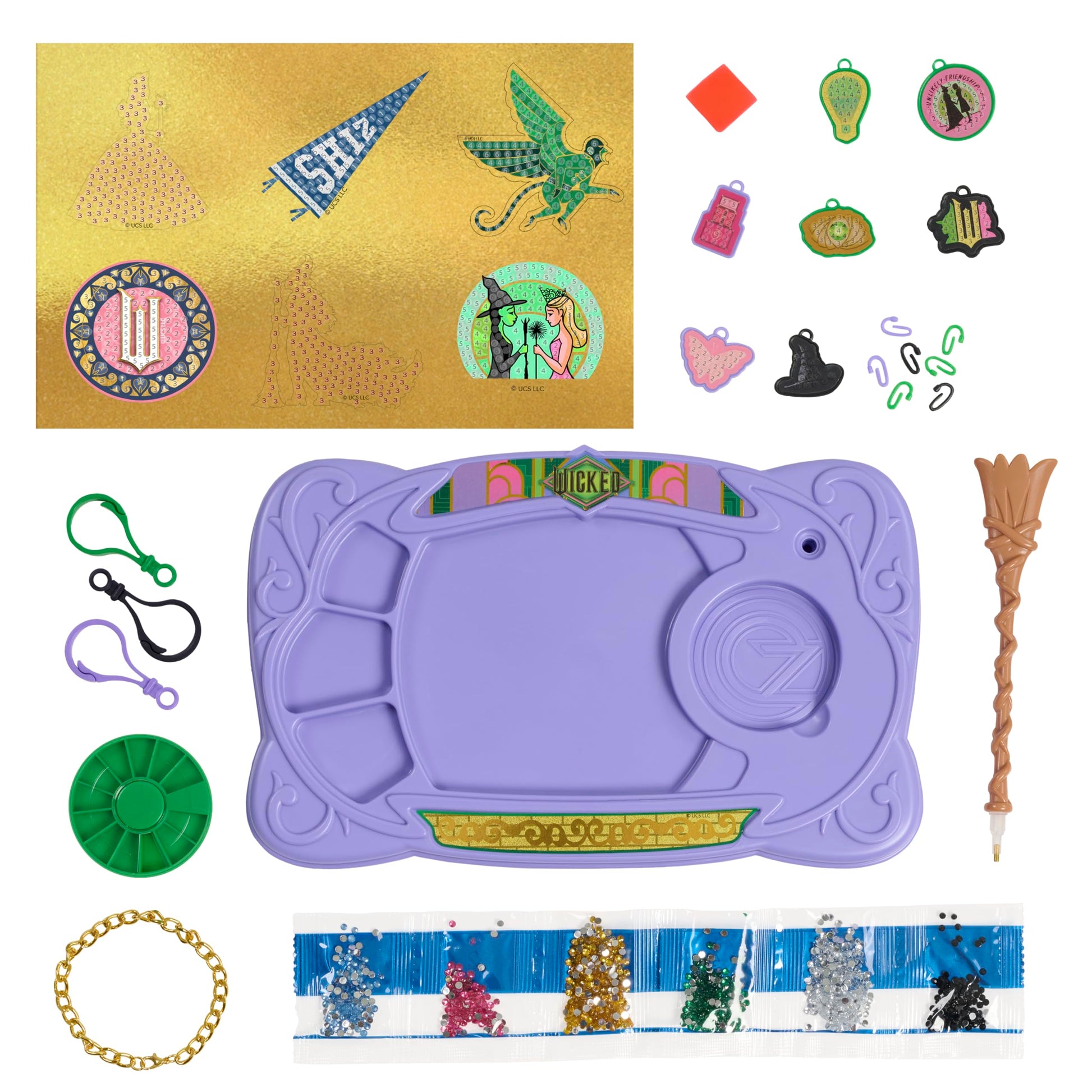 Universal Wicked Gem Art Studio - DIY Jewelry & Charm Craft Kit with Gems, Stickers & Workstation, Kids Craft Set Holiday Gift Ages 3+