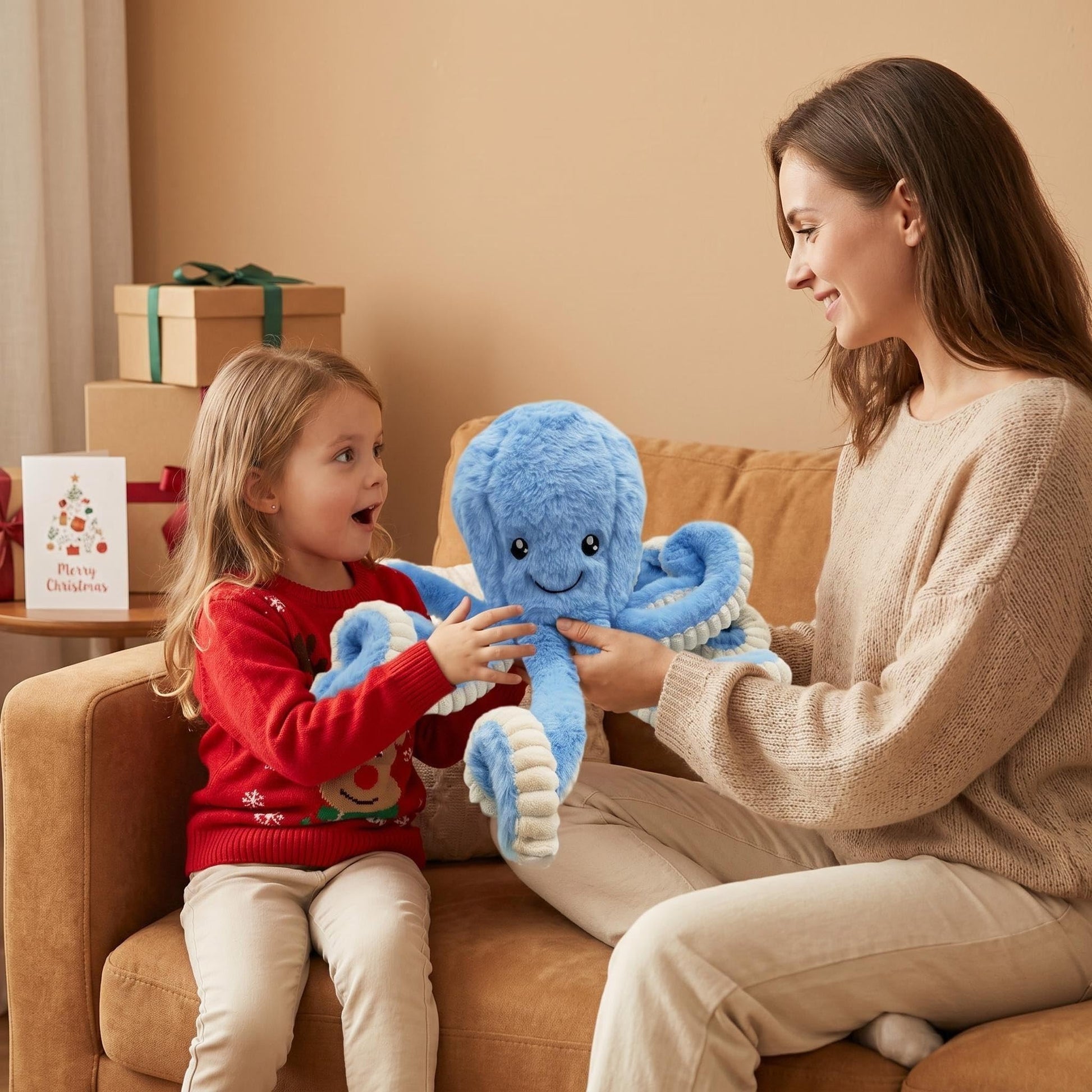 My Super Star Octopus Stuffed Animals, Octopus Plush Toys for Kids Girls Boys Friends Family Birthday Xmas Gift Present Sea Critters (Blue, Medium