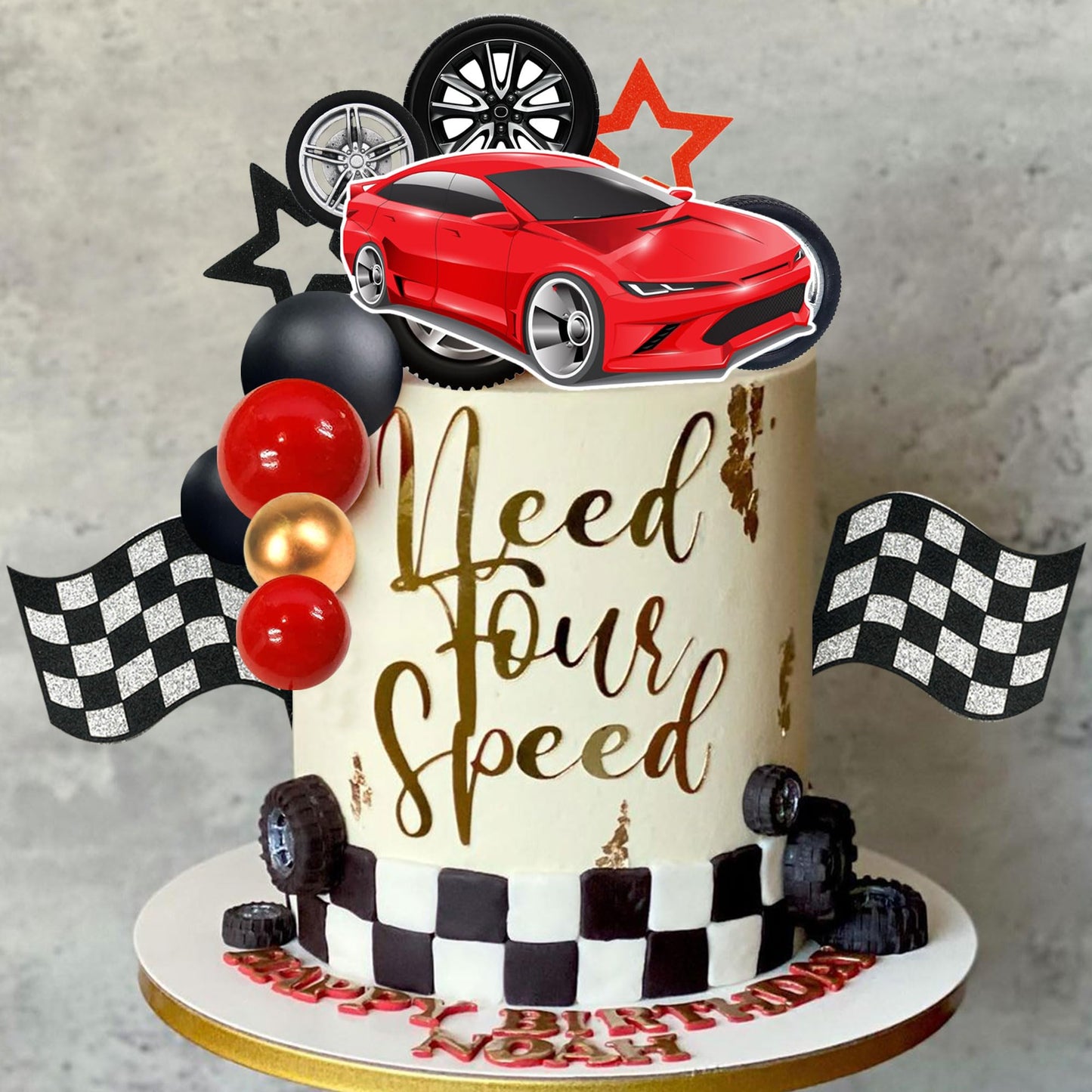 27 PCS Racing Wheel Cake Topper Tyre Cake Decorations for Racing Theme Race Car Birthday Supplies (01)