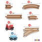 Wooden Train Tracks - 52 PCS Wooden Train Set + 2 Bonus Toy Trains - Train Sets For Kids - Car Train Toys Is Compatible With Thomas Wooden Railway