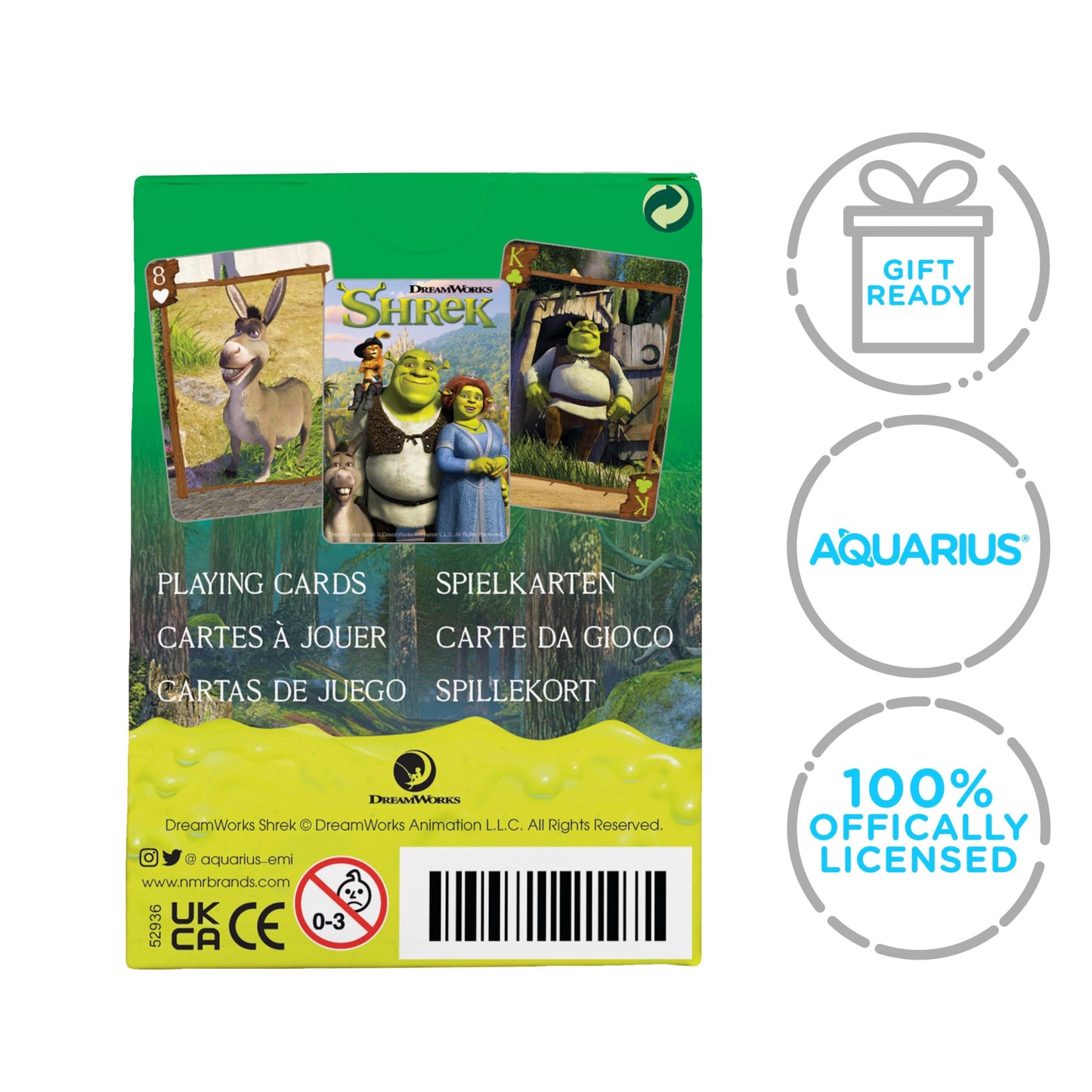 Aquarius Shrek Playing Cards - Shrek Themed Deck of Cards for Your Favorite Card Games - Officially Licensed Shrek Merchandise & Collectibles