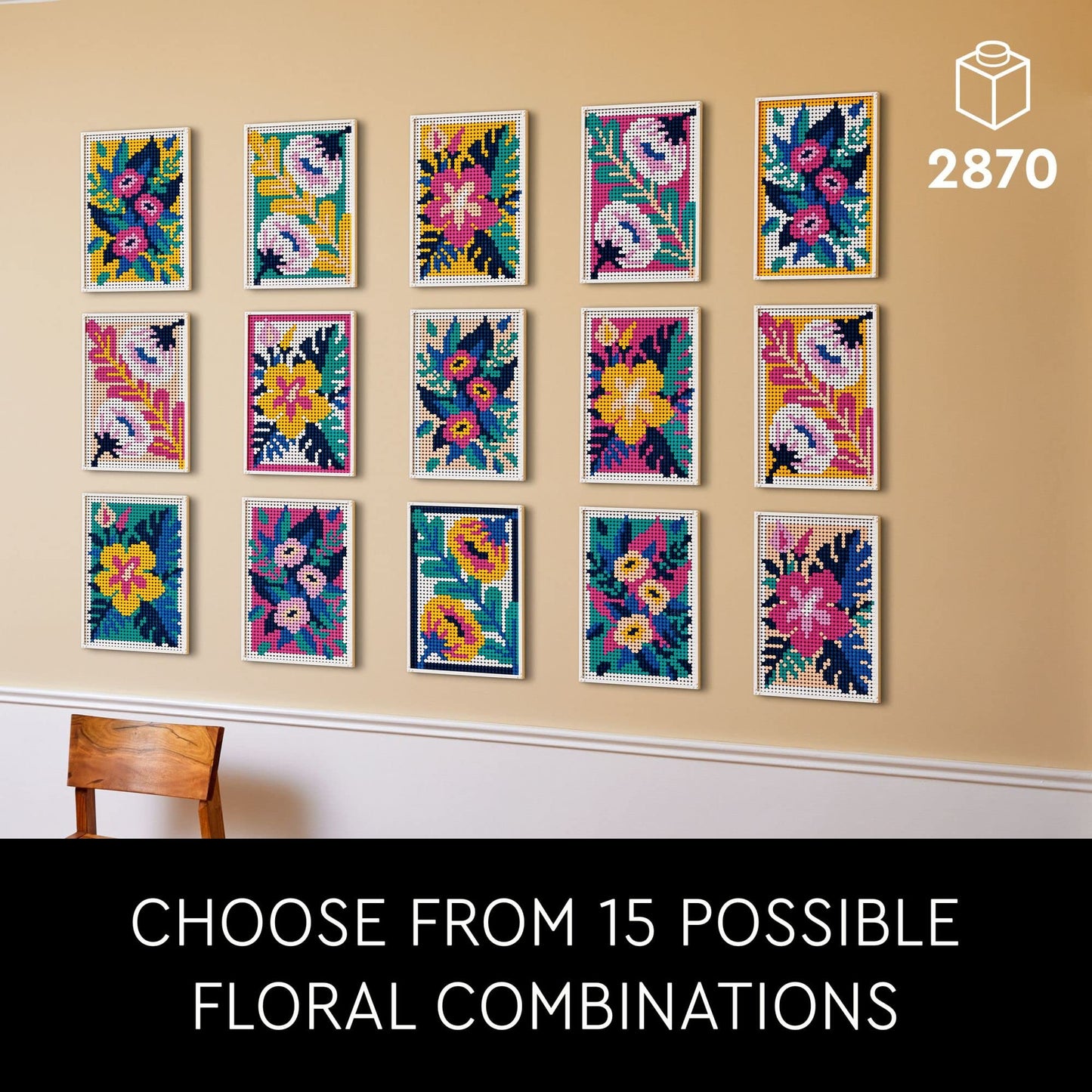 LEGO Art Floral Art 31207, 3in1 Flower Pictures, Wall Art Decoration Building Set, Arts and Crafts Kit, Creative DIY Activity, Beautiful Home Decor,