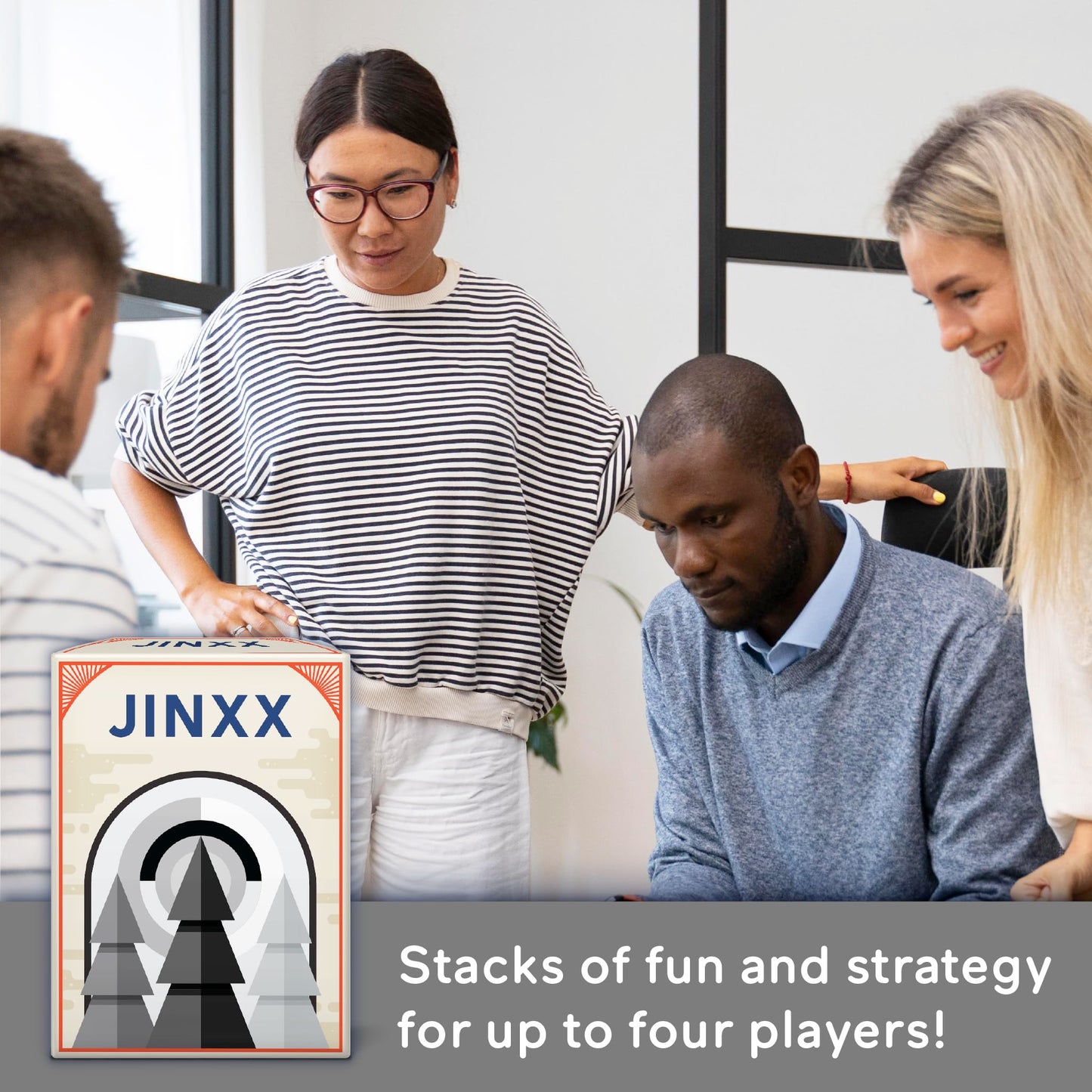 Looney Labs Jinxx - A Compact Abstract Strategy Game for 2-4 Players, Featuring Stackable Pyramids