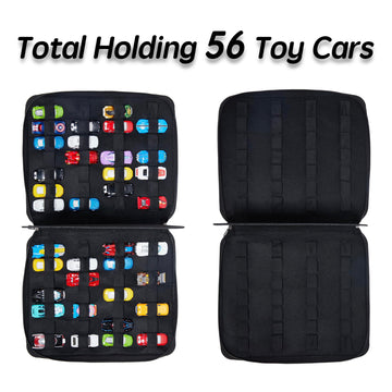 HUHYNN Toy Car Storage Organizer Case for 56 Hot Wheels, Matchbox Cars, Portable Storage Case with 56 Slots for Hot Wheels, Bag Only (Black)