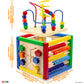 Play22 Wooden Activity Cube for Baby - 6 in-1 Baby Activity Play Cube with Bead Maze, Shape Sorter, Abacus Counting Beads, Counting Numbers, Sliding