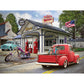 Bits and Pieces 300 Piece Puzzles for Adults - Nostalgic American Gas Station - 300 Large Pieces 18" x 24" Jigsaw Puzzles, Vintage Cars Summer Scene