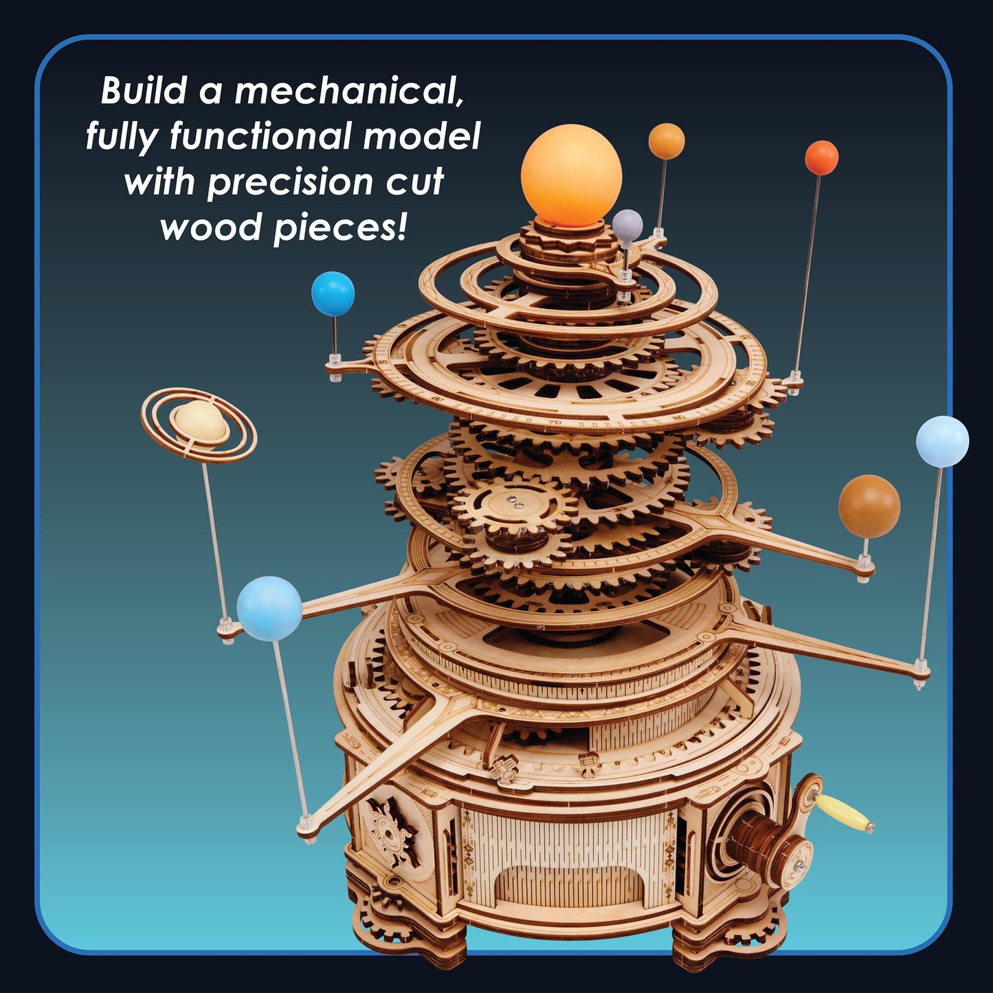 MindWare Gearjits: Solar System - Wooden 3D Building Puzzle for Teens & Adults - DIY Solar System Model - Fun for Parents Too! - Great STEAM Gifts