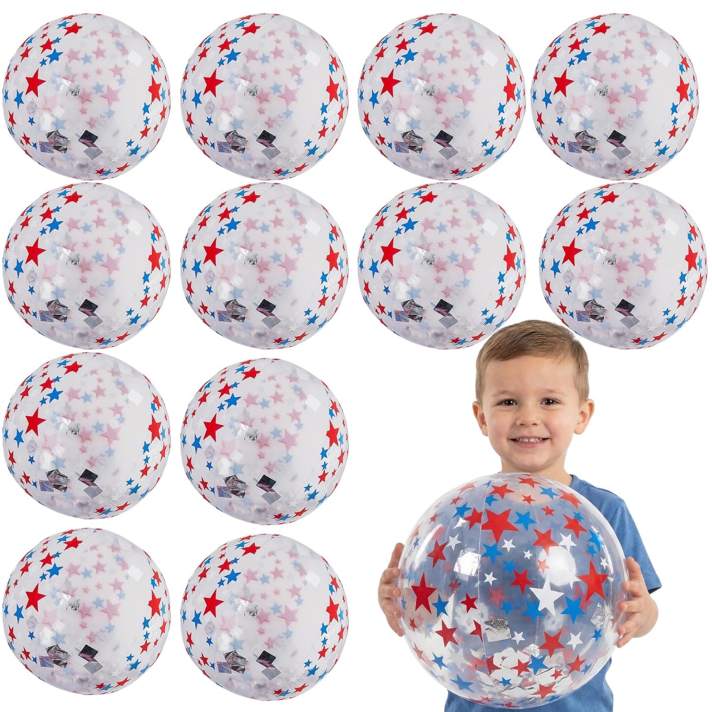 Fun Express Patriotic Glitter Beach Ball - Toys - 12 Pieces