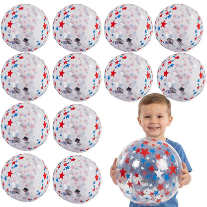 Fun Express Patriotic Glitter Beach Ball - Toys - 12 Pieces