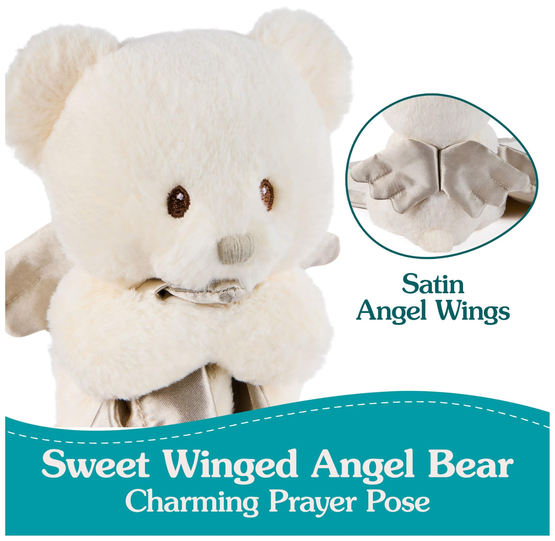 GUND Baby Angel Bear Lovey, Spiritual Teddy Bear Blanket Made from Recycled Materials, Plush Lovey for Babies and Newborns, White, 12”