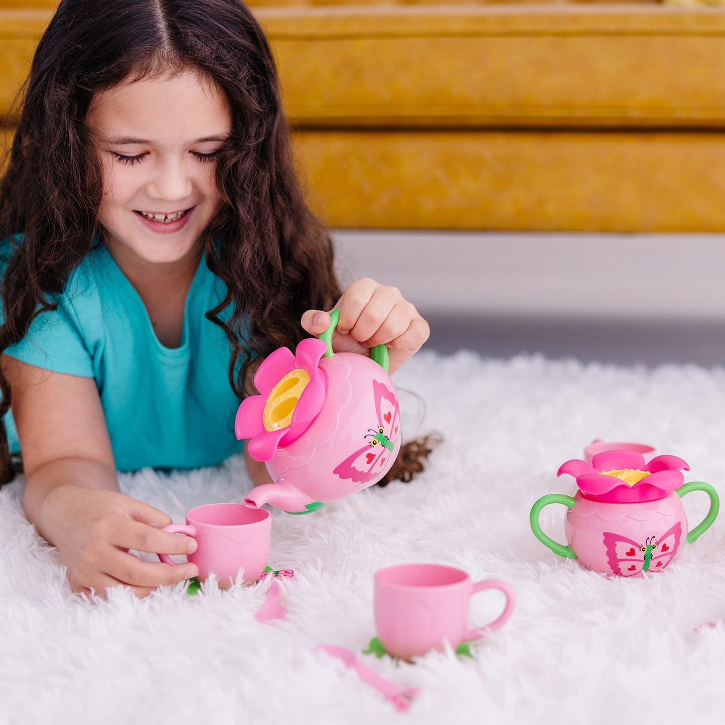 Melissa & Doug Sunny Patch Bella Butterfly Tea Set (15 pcs) - Play Food Accessories