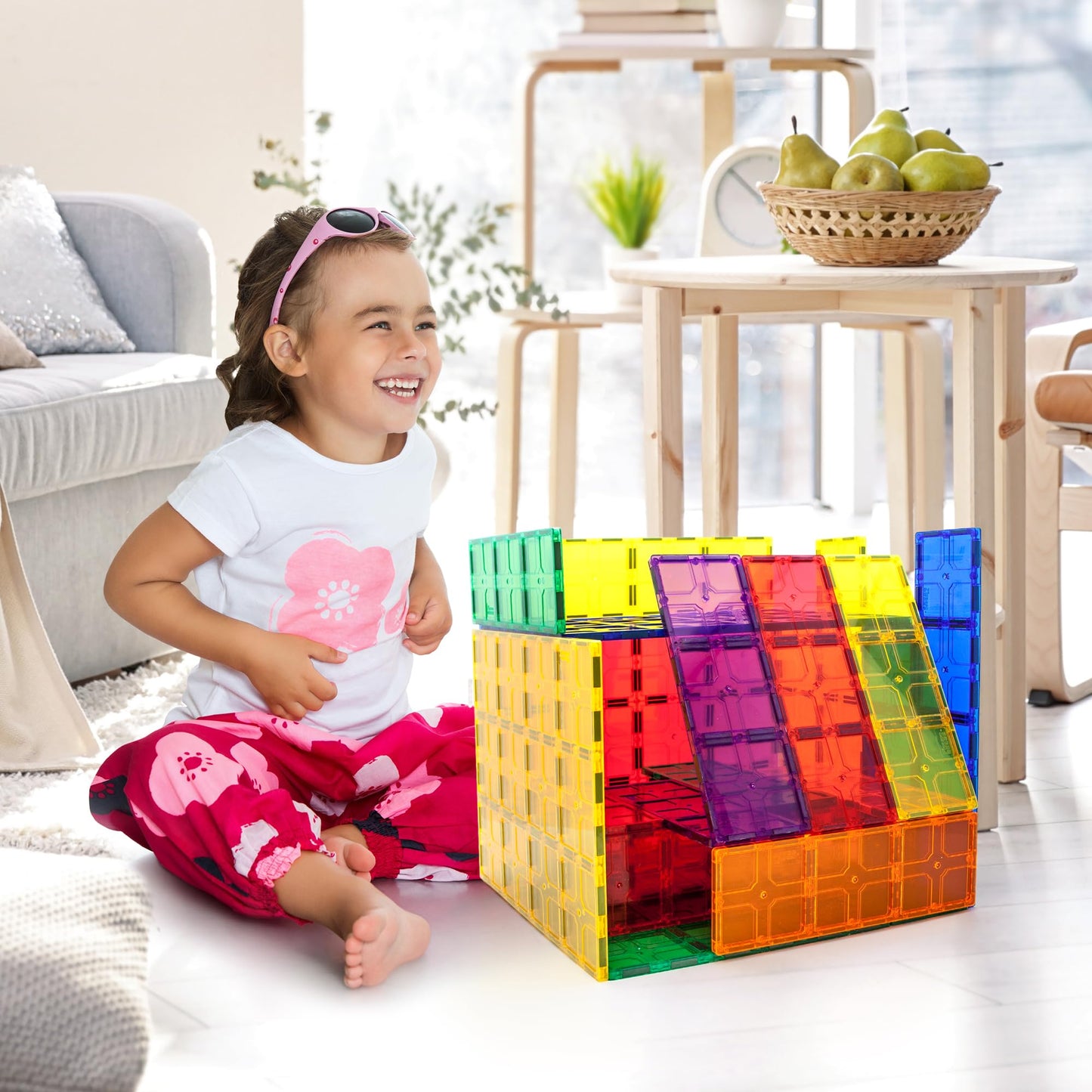 PicassoTiles Large Stabilizer Building Block Base Magnetic Building Block Tiles Jumbo XL Plate Foundation Kit Magnet Tile Stacking STEM Toy Set