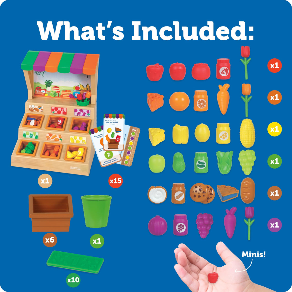Learning Resources Mini Farmstand Sorting Set, Play Food Sets for Kids Kitchen, Grocery Store Pretend Play, Montessori Toys, Mini Food, Toddler
