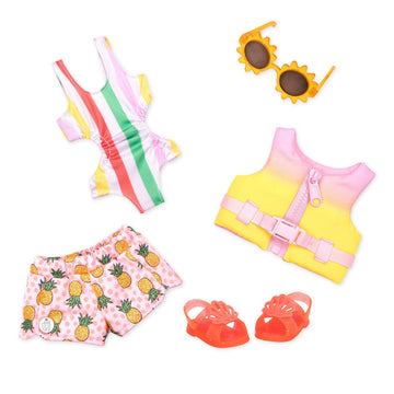 Glitter Girls - 14-Inch Doll Clothes - Deluxe - Swimsuit - Bright as The Sun! - Toys, Clothes, & Accessories for Girls 3+ Years, Brown