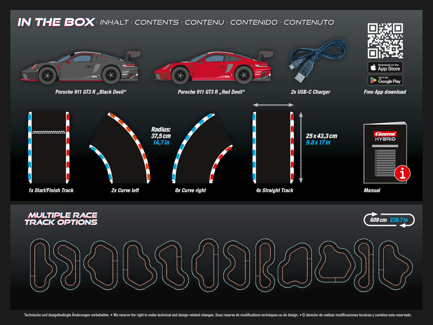 Carrera Hybrid Highway Challenge - Racing Fun of the New Generation - Legendary Porsche 911 GT3 R in 1:50 Scale - Hybrid Technology with AI Support