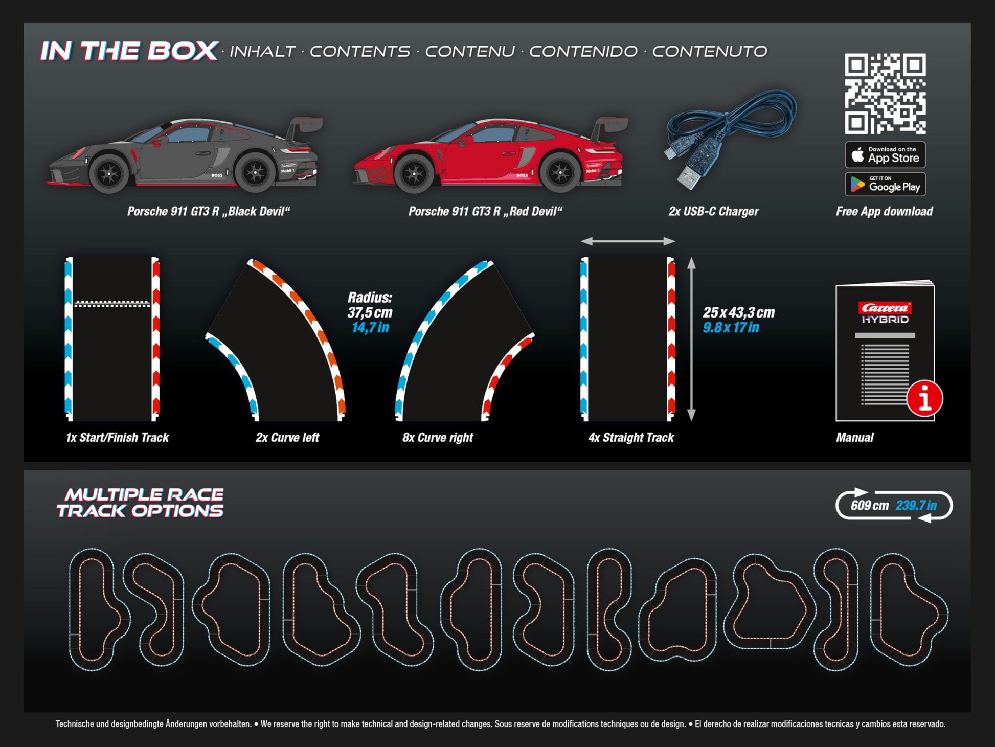Carrera Hybrid Highway Challenge - Racing Fun of the New Generation - Legendary Porsche 911 GT3 R in 1:50 Scale - Hybrid Technology with AI Support