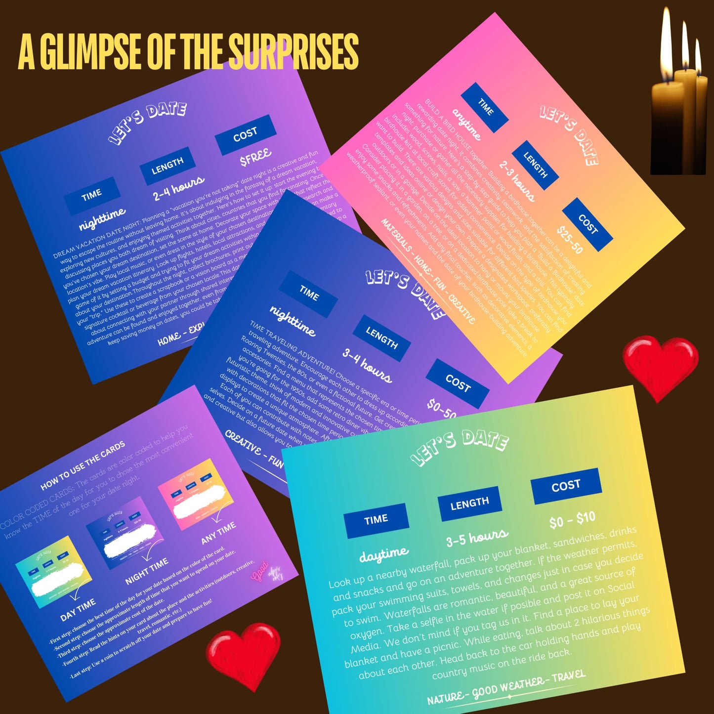 LET'S DATE Date Night Ideas for Couples I Romantic & Fun 40 Scratch Off Cards Games I Valentines Day Gift I Wedding Anniversarry, Engagement, Bridal