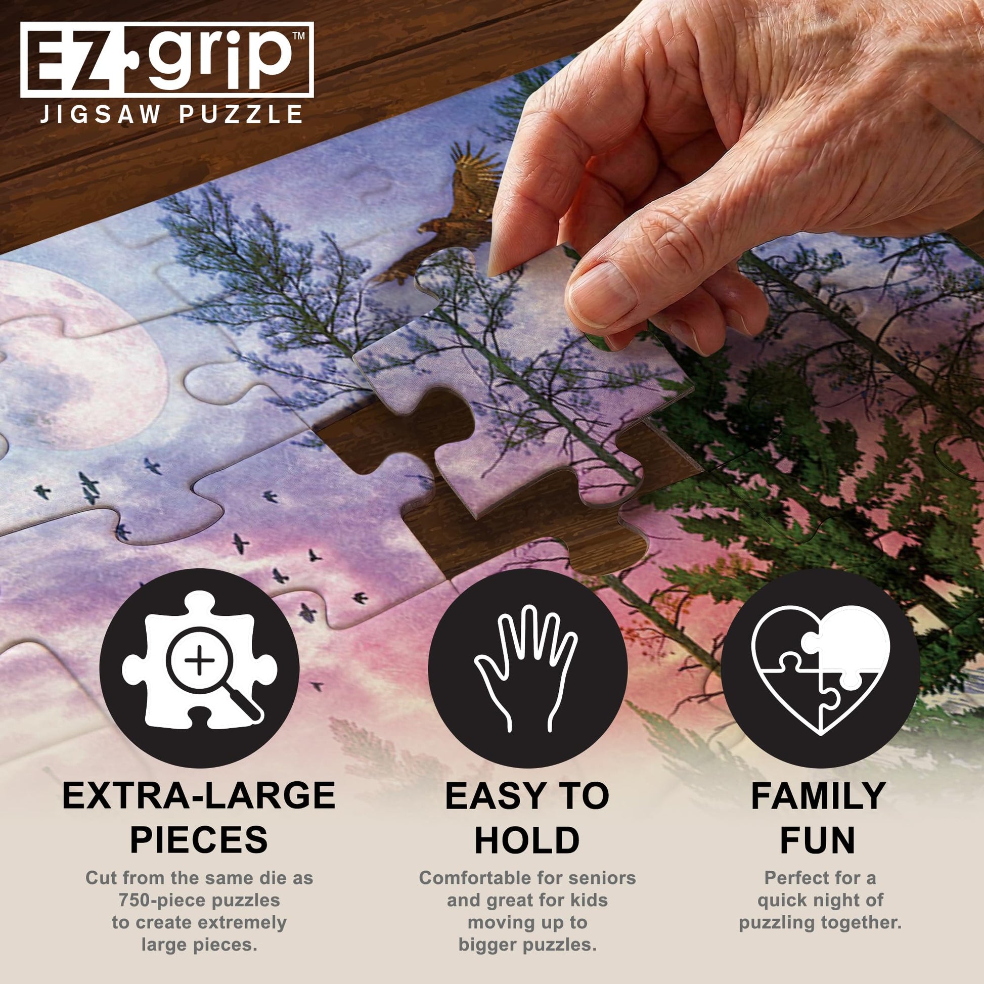 MasterPieces 300 Piece EZ Grip Jigsaw Puzzle - Moonlight Camping - 18"x24"
