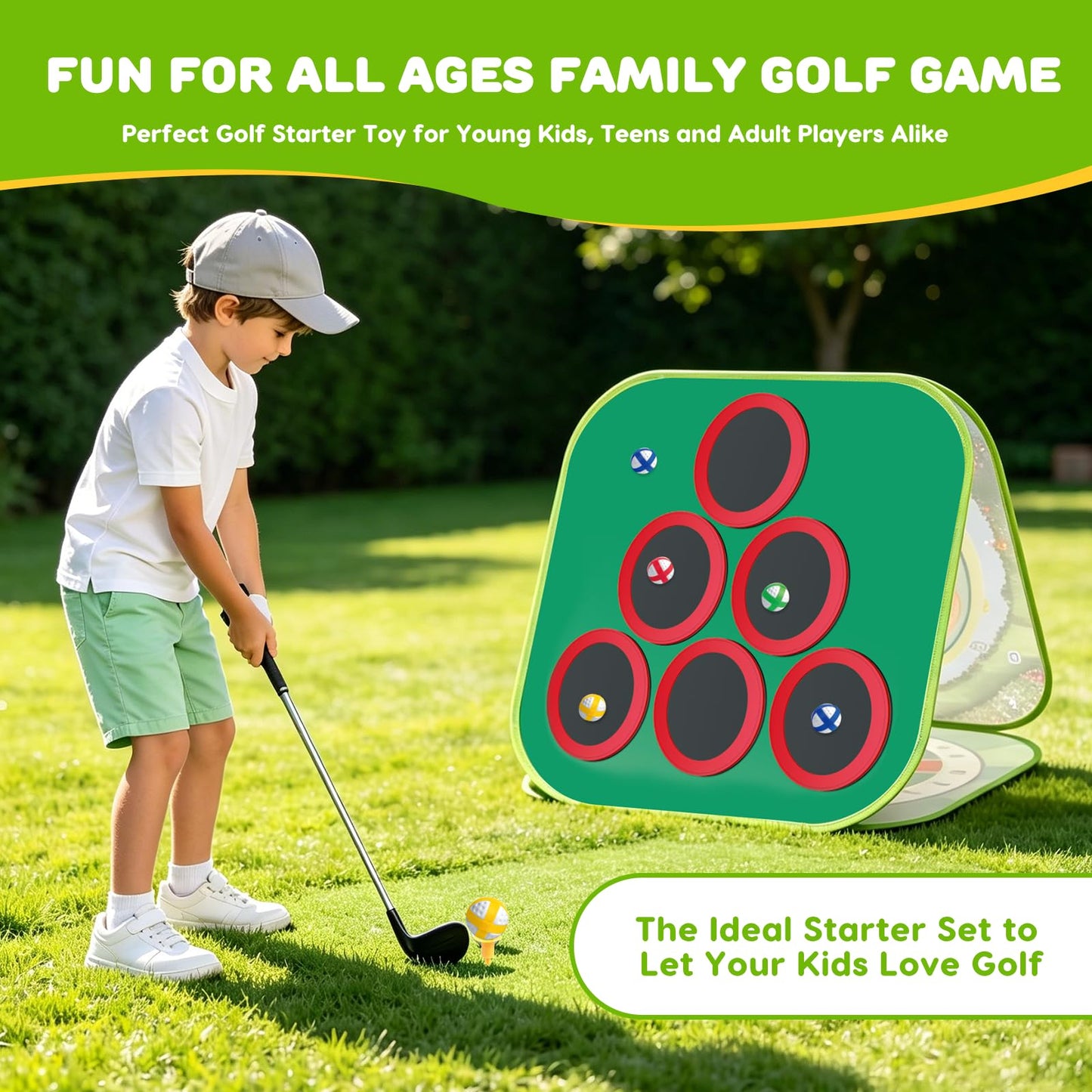 Kids Golf Chipping Game W/Clubs Golf Practice Toys for Toddlers Yard Games
