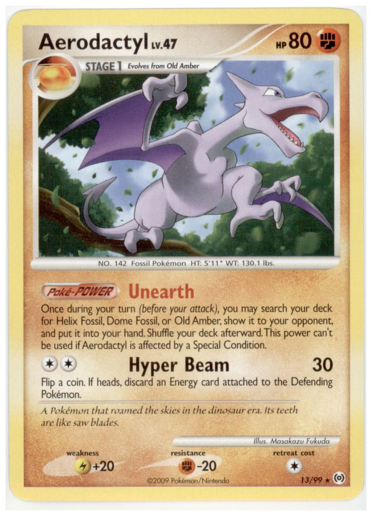 Pokemon Platinum Arceus Single Card Aerodactyl #13 Rare [Toy]