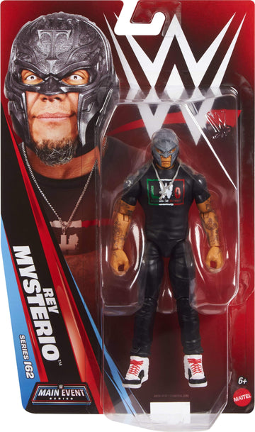 Mattel WWE Rey Mysterio Action Figure, Main Event Series #162, 6-inch Collectible Superstar with 104 Articulation Points & Life-Like Look