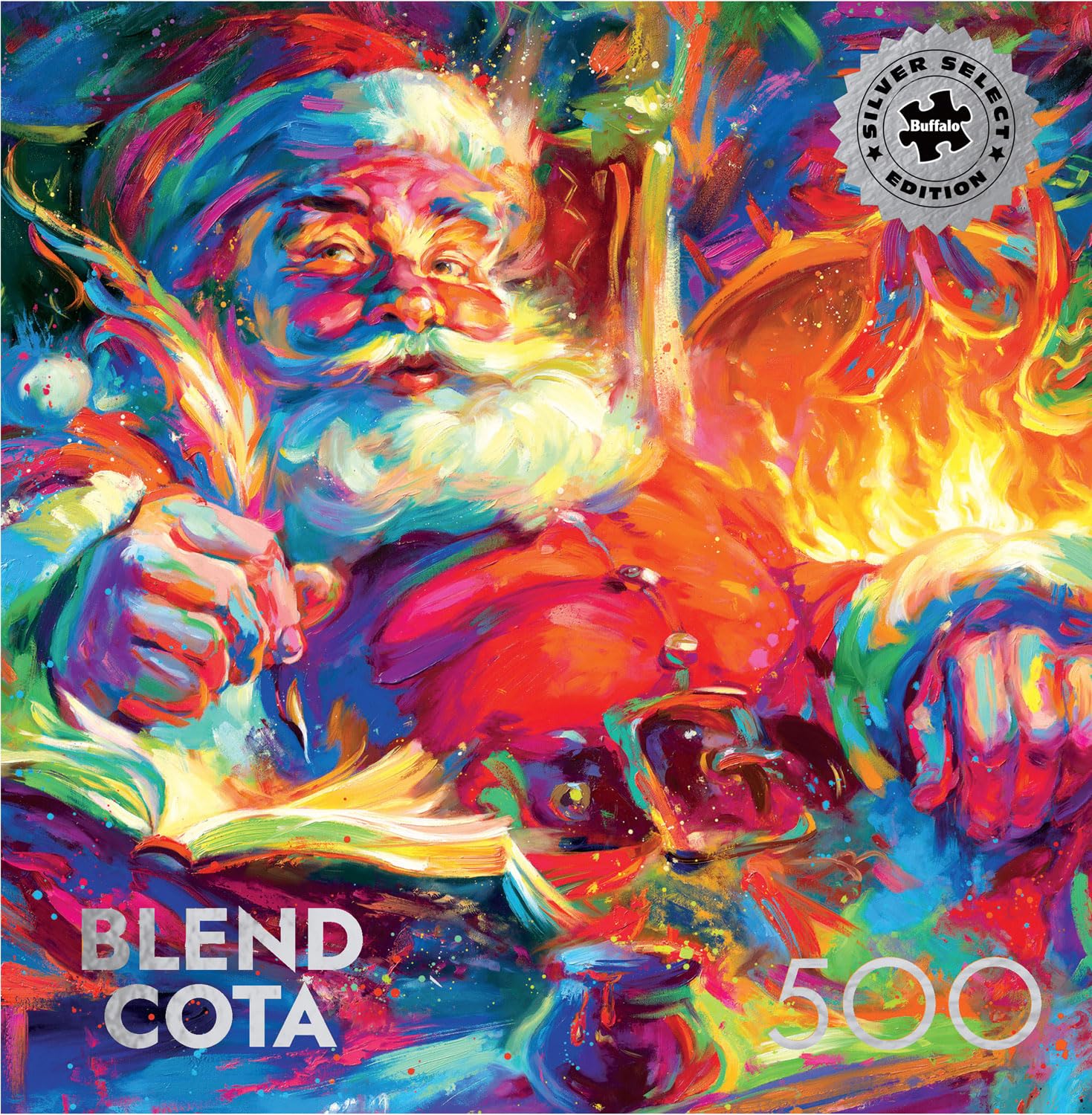 Buffalo Games - Blend COTA - Santa Checks Twice - 500 Piece Silver Select Jigsaw Puzzle Colorful Puzzles for Adults - Precision-Cut Pieces, Beautiful