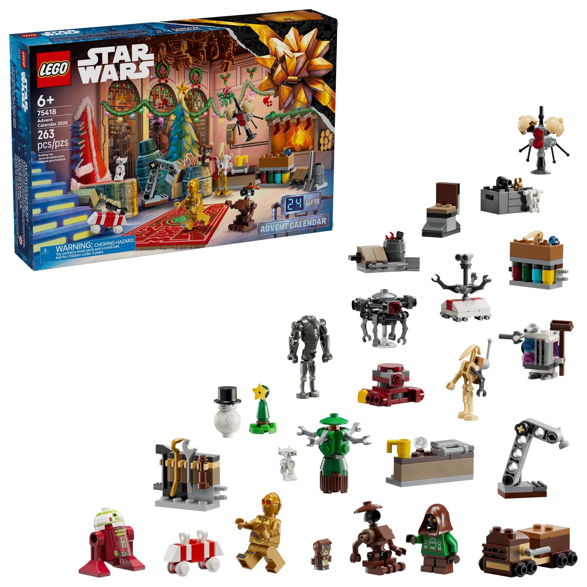 LEGO Star Wars Advent Calendar 2025 Kids Toy - Holiday Countdown Playset with 24 Toys for Boys & Girls, Ages 6+ - Includes C-3PO & BB-8 Figures - Star