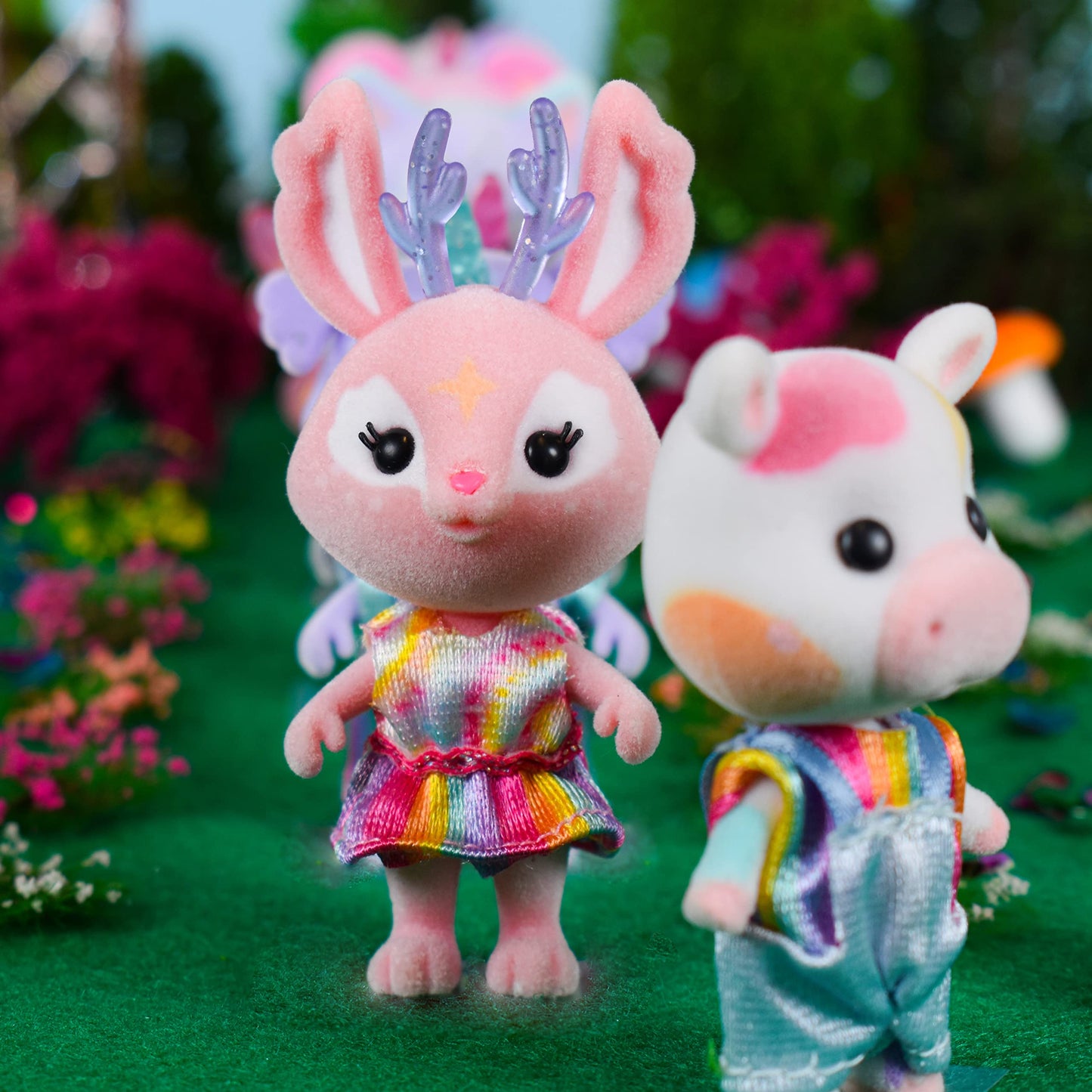 Sunny Days Entertainment Honey Bee Acres Rainbow Ridge Pals - 9 Miniature Flocked Dolls | Small Fantasy Collectible Figures | Pretend Play Toys for