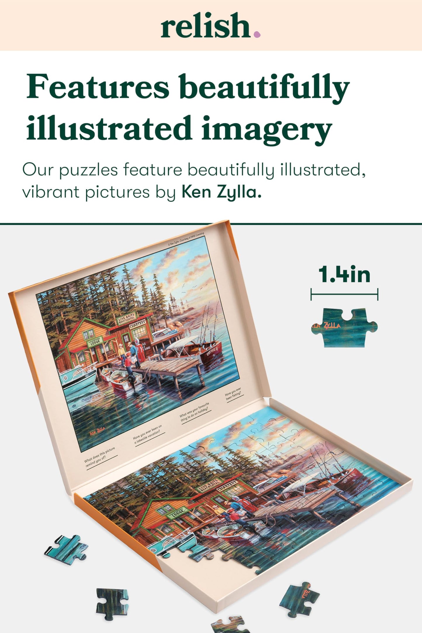 Relish - Dementia Jigsaw Puzzle for Adults - 63 Piece Lakeside Vacation Puzzle - Activities for Seniors with Alzheimer's