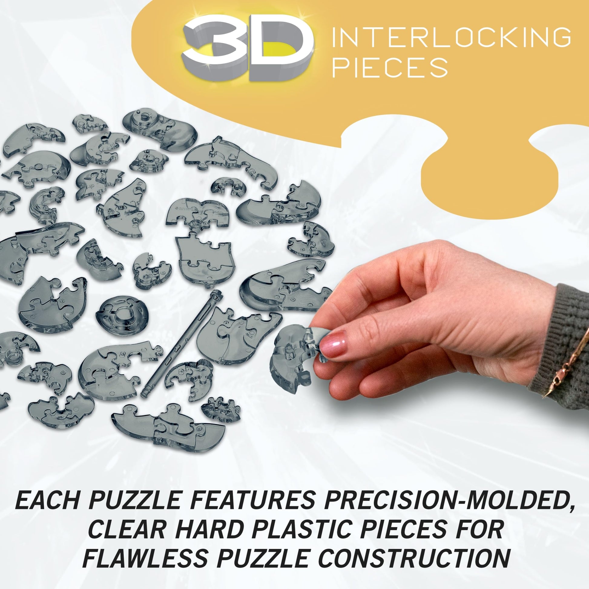 Bepuzzled Original 3D Crystal Puzzle - Treasure Chest, Black - Fun yet challenging brain teaser that will test your skills and imagination, For Ages