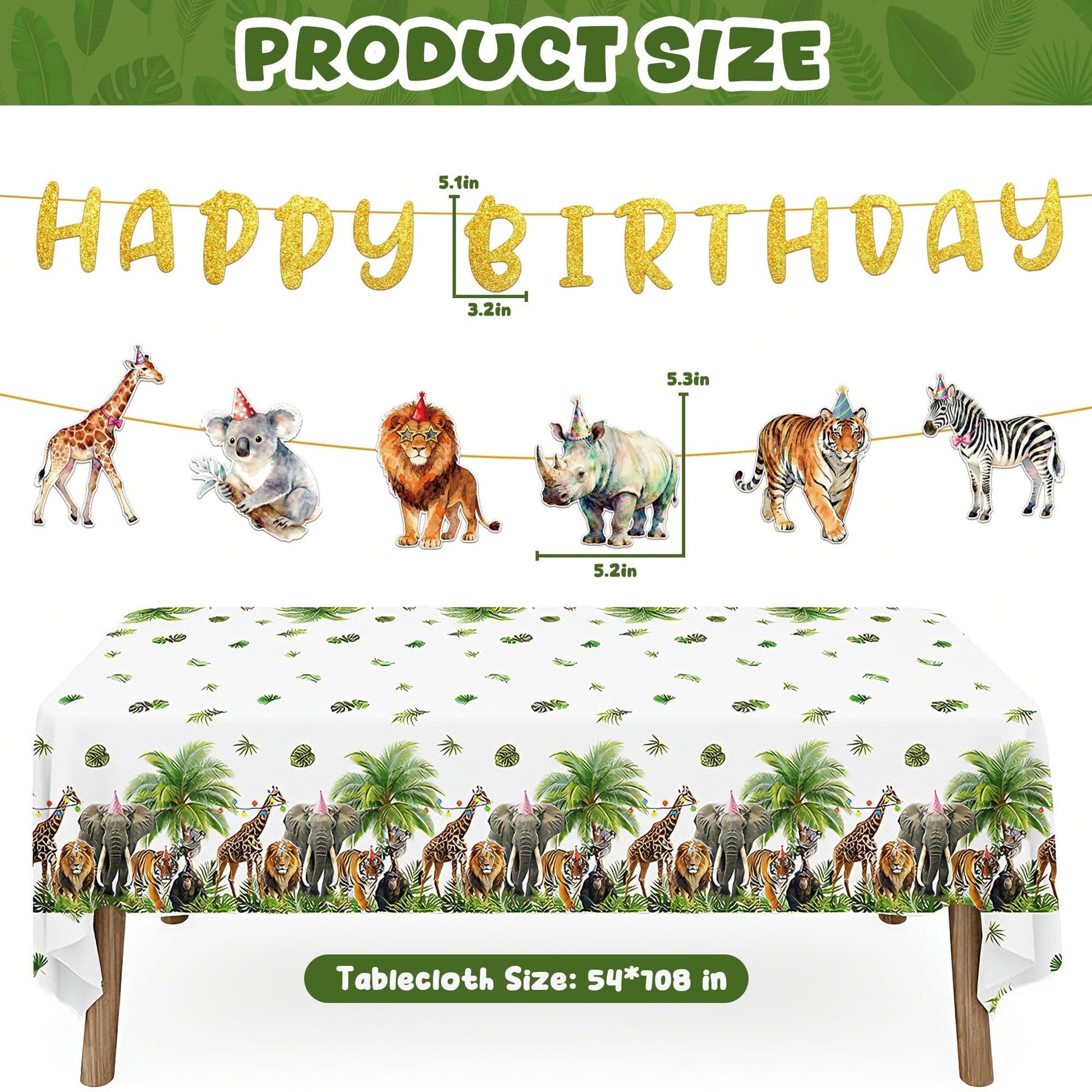 Safari Theme Party Decorations Animal Birthday Banner Jungle Tablecloth Centerpieces Hanging Swirl Decorations Animals Party Decorations for Wild