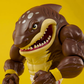Mattel Street Sharks Action Figure with Bite & Slam Motion, Big Slammu Collectible Toy Inspired by 90s TV Half-Man Half-Shark Hero, 6-Inch