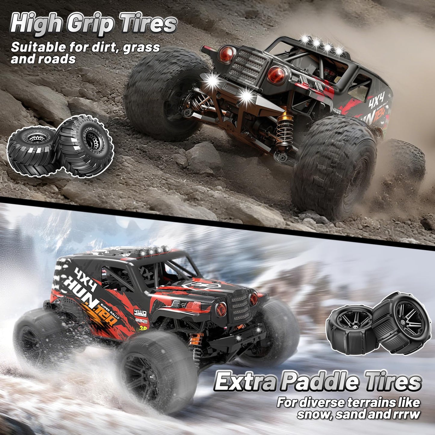 YESHIN 1:14 Scale RC Cars for Adults, 4X4 Waterproof Off-Road Remote Control Truck with 2 Rechargeable Batteries, 40km/h Waterproof Electric Vehicle