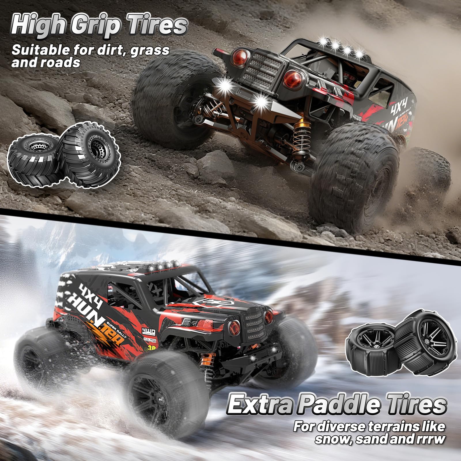 YESHIN 1:14 Scale RC Cars for Adults, 4X4 Waterproof Off-Road Remote Control Truck with 2 Rechargeable Batteries, 40km/h Waterproof Electric Vehicle