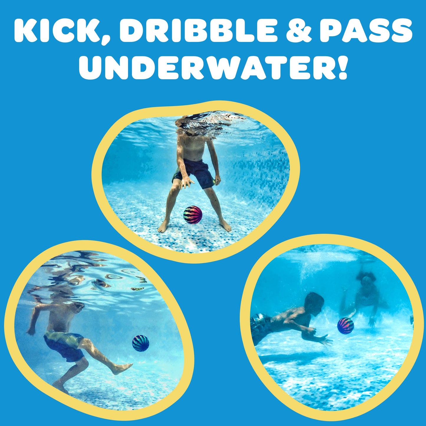 Watermelon Ball JR Durable Fillable Pool Toy for Underwater Games - Football, Basketball & Rugby - Perfect for Water Parties - Fun for Adults & Kids