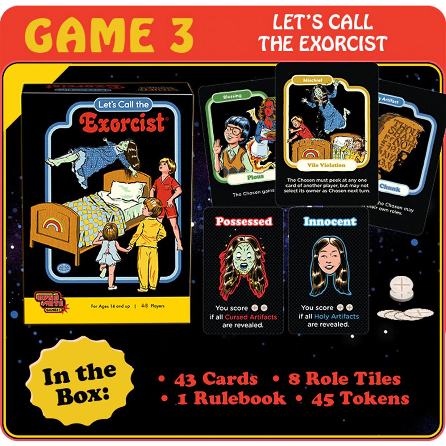 Cryptozoic Entertainment Let's Call The Exorcist: Steven Rhodes Games VOL. 2 - Dark Retro Social Deduction Game, Ages 14+, 4-8 Players, 20-45 Min