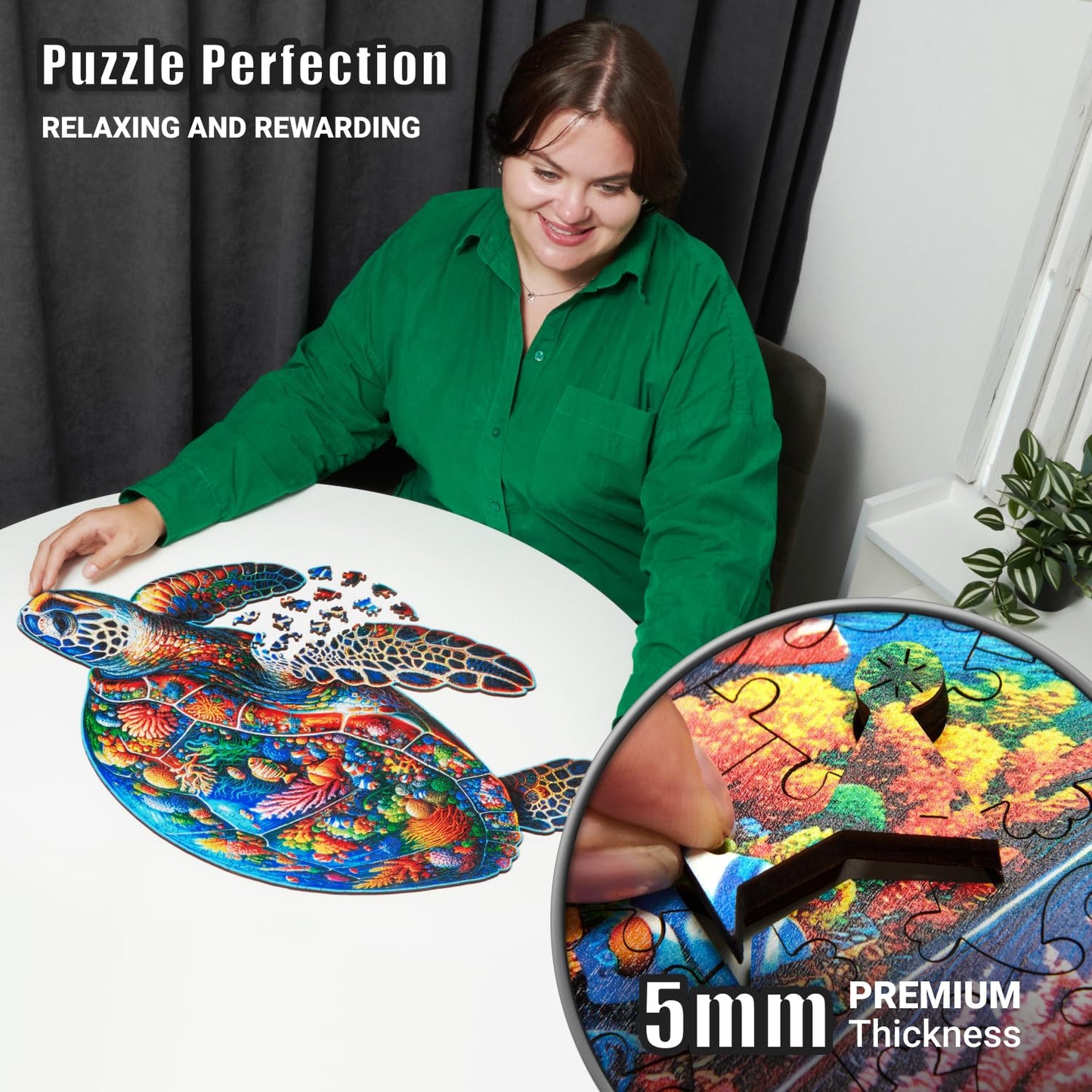 LEOGOR Wooden Jigsaw Puzzles for Adults 500 Pieces (25.2 x 16.4 in), Sea Turtle Puzzle, Extra-Thick 5mm Wood, Colorful Marine Life Design, Unique Gift