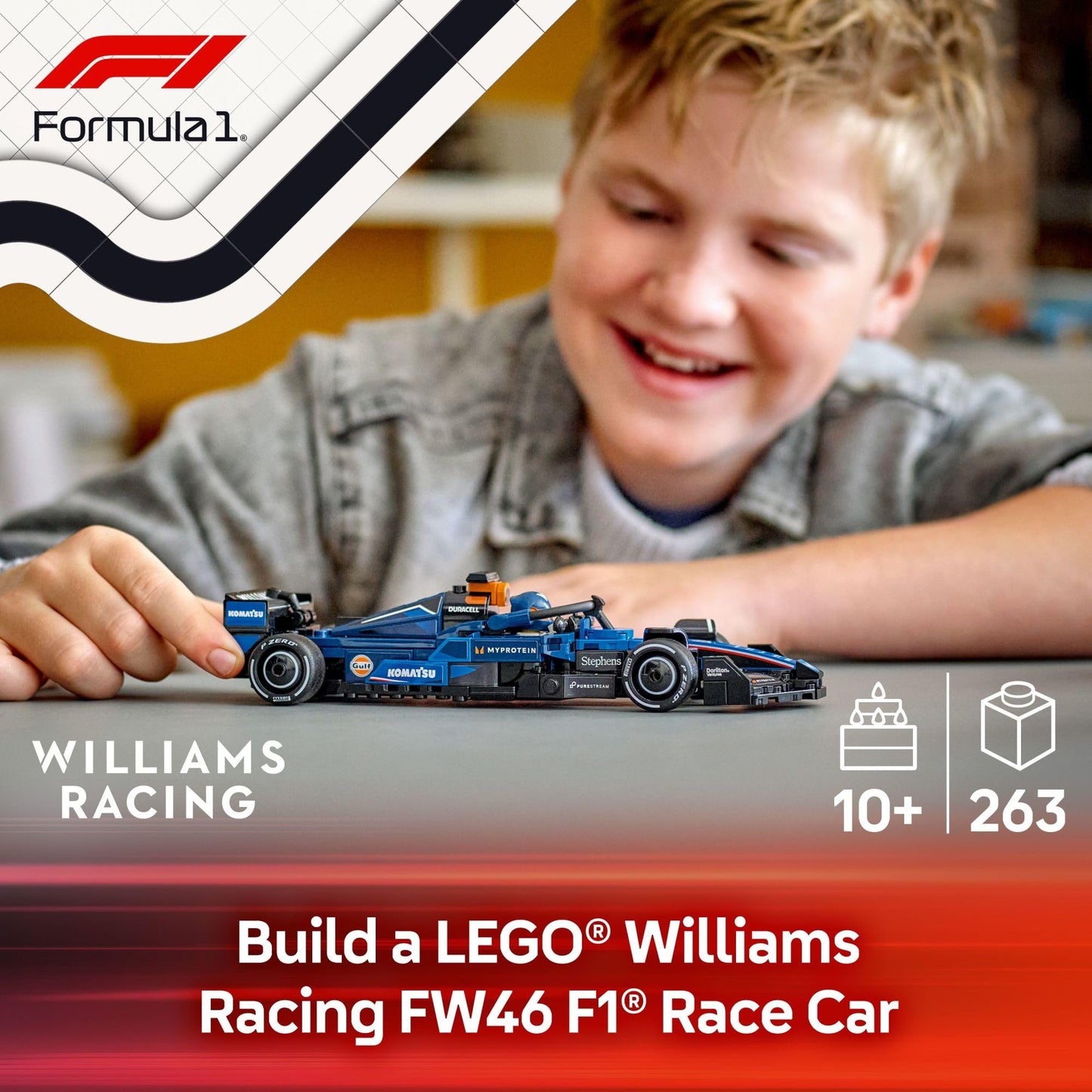 LEGO Speed Champions Williams Racing FW46 F1 Race Car Toy - Building Set for Kids, Boys & Girls, Ages 10+ - Toy Car for F1 Fans - Gift Idea