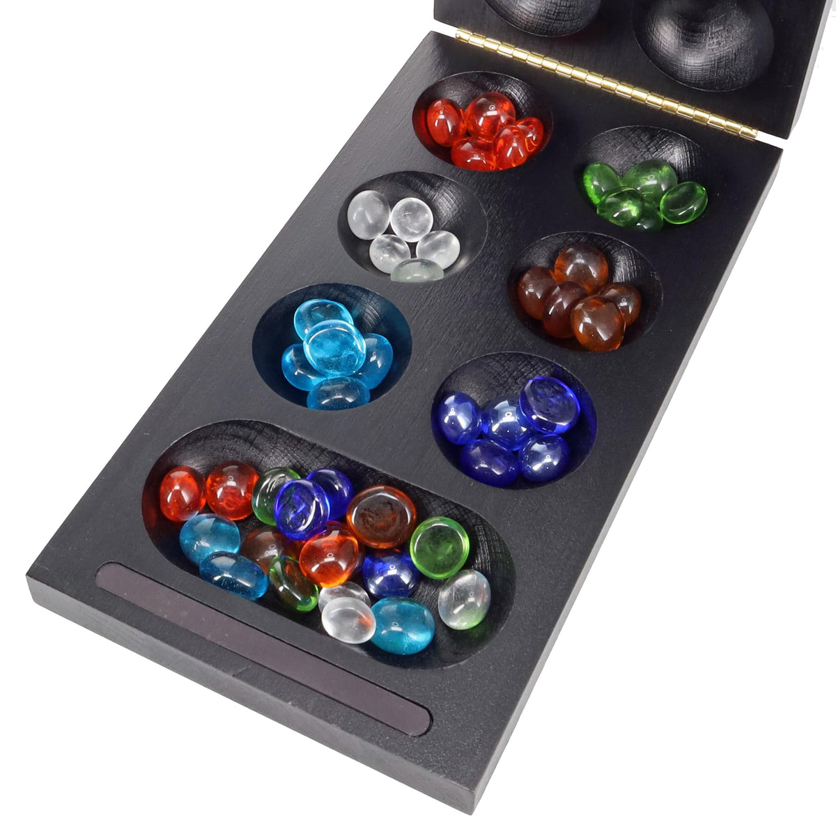 WE Games Foldable Wood Mancala Board Game- Dark Stain